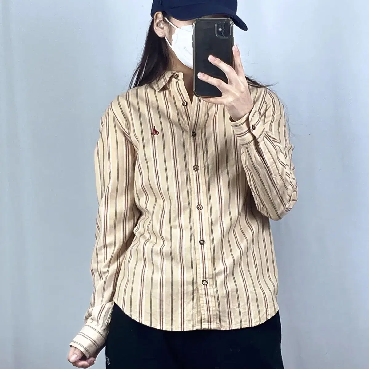 Bean Pole Striped Beige Long-Sleeved Shirt 90 .240405