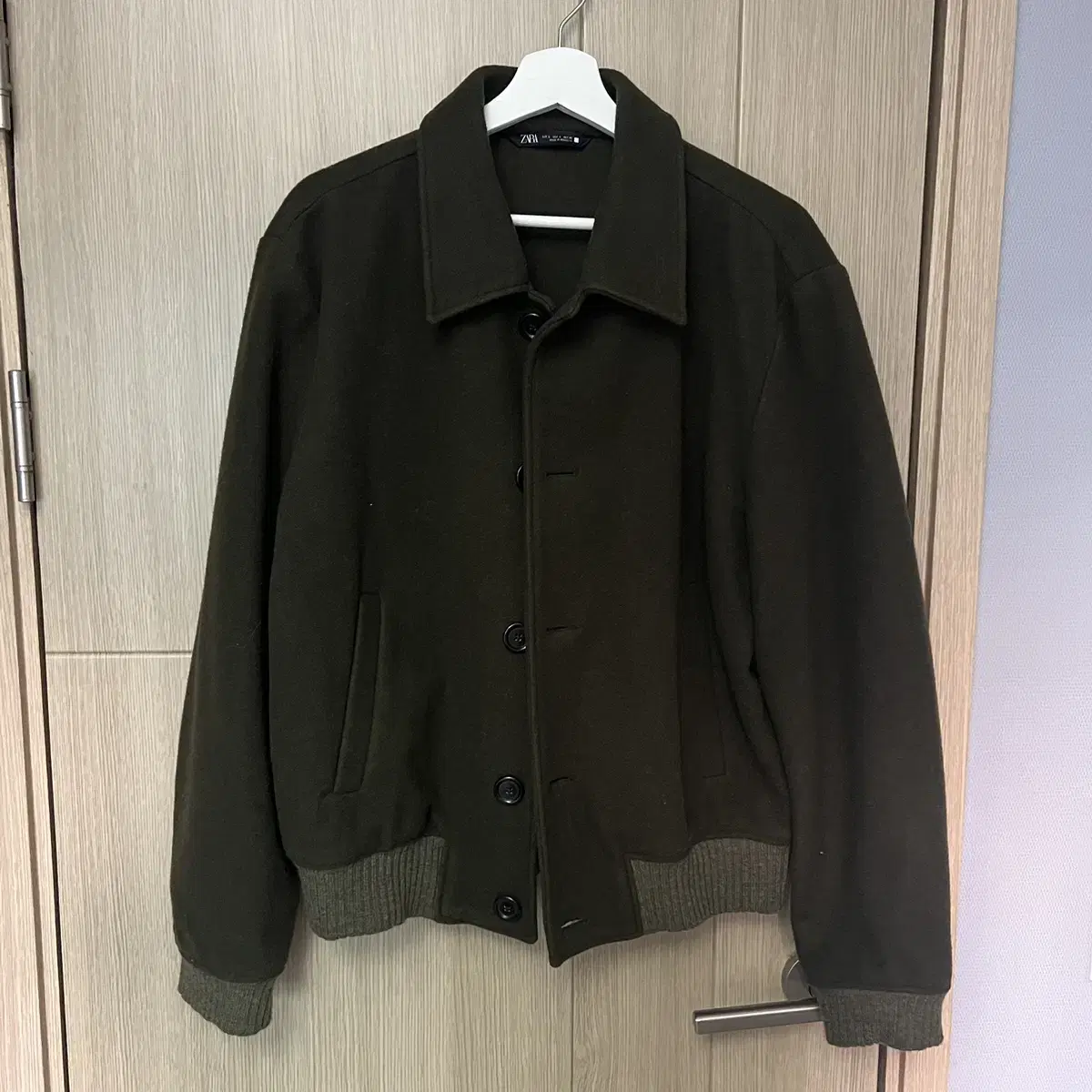 [ZARA] Minimalist khaki woolen jacket