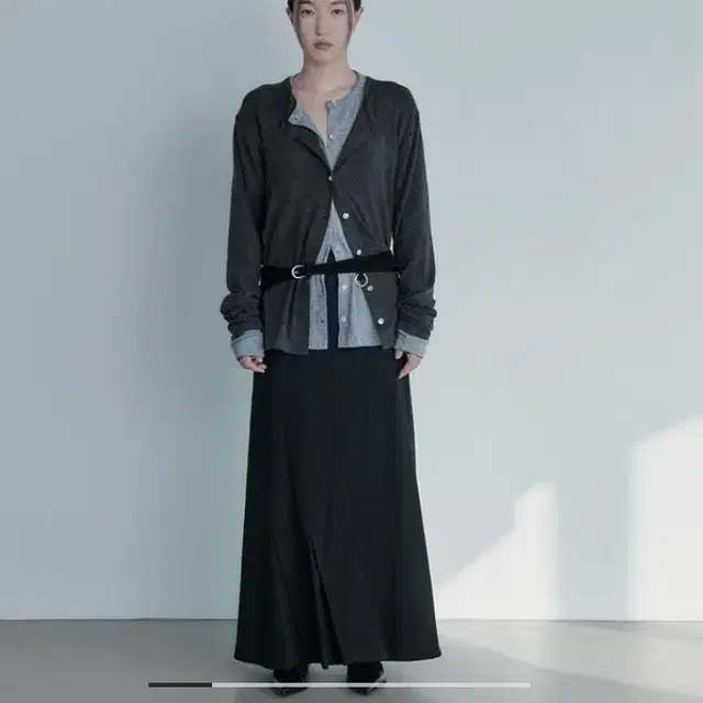 repos 리포스 wool low pleats skirt black s