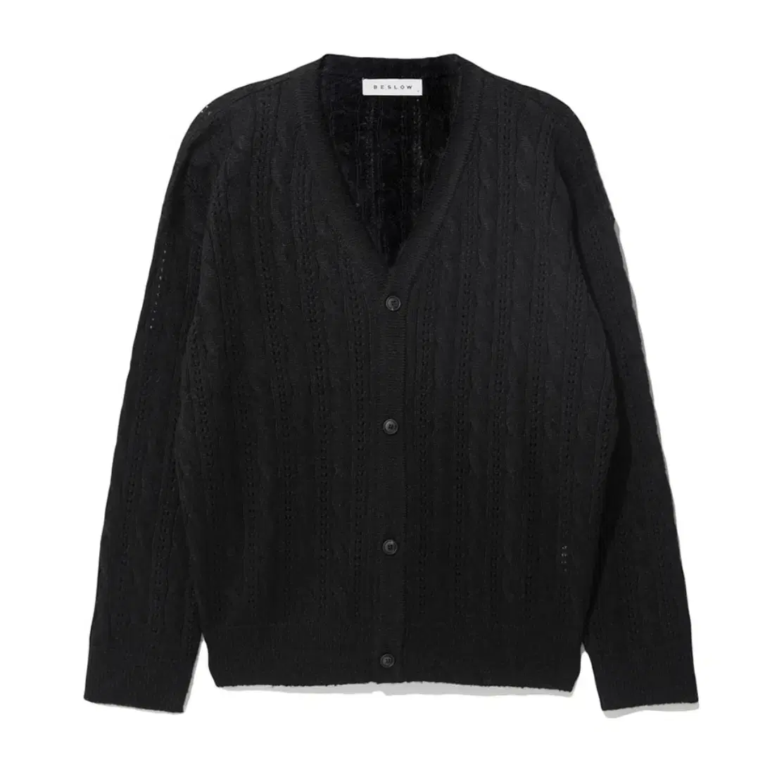 [M] Bislow Punching Cable Cardigan Black