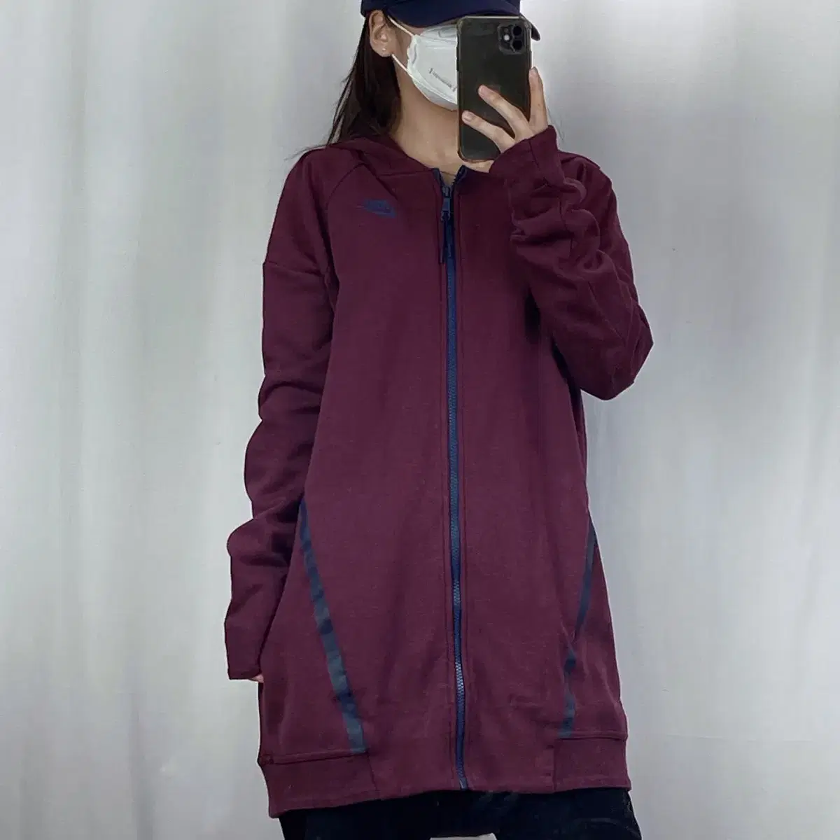 Nike Burgundy Techpack Long Hoodie Zip Up M .240406