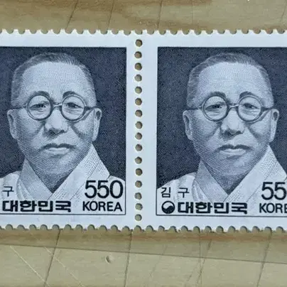 김구, 가로대형, 4매블럭우표