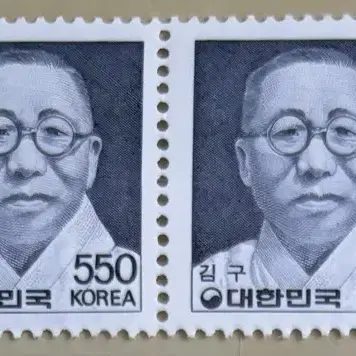 김구, 가로대형, 4매블럭우표