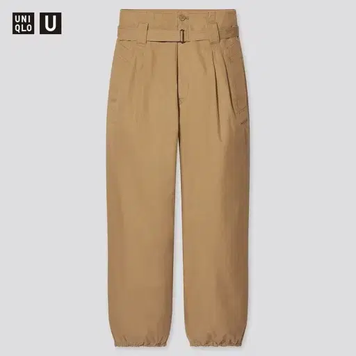 UniqloU Cotton twill belted wide-leg pants 61(24)