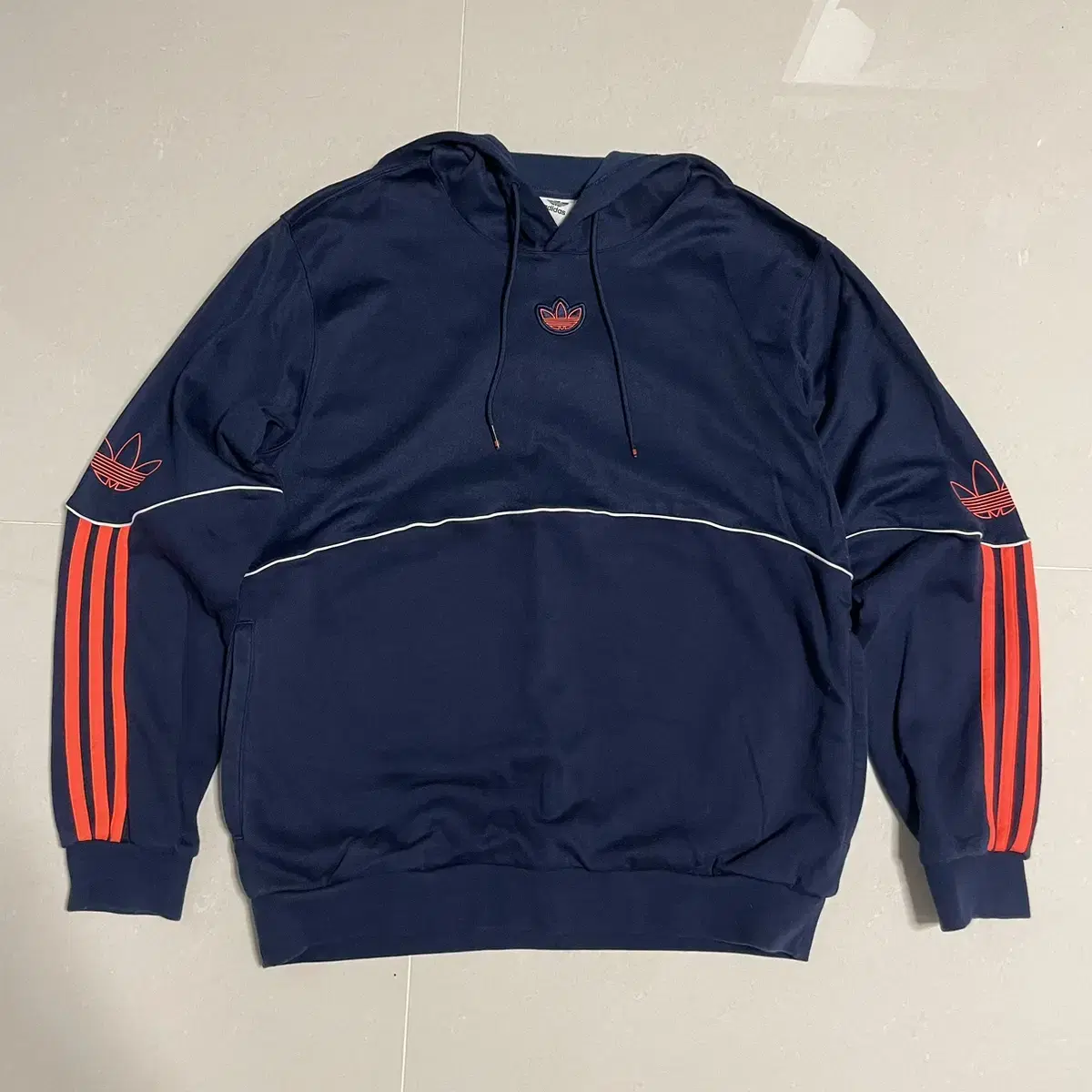 Authentic Adidas Trefoil Outline Navy Hoodie