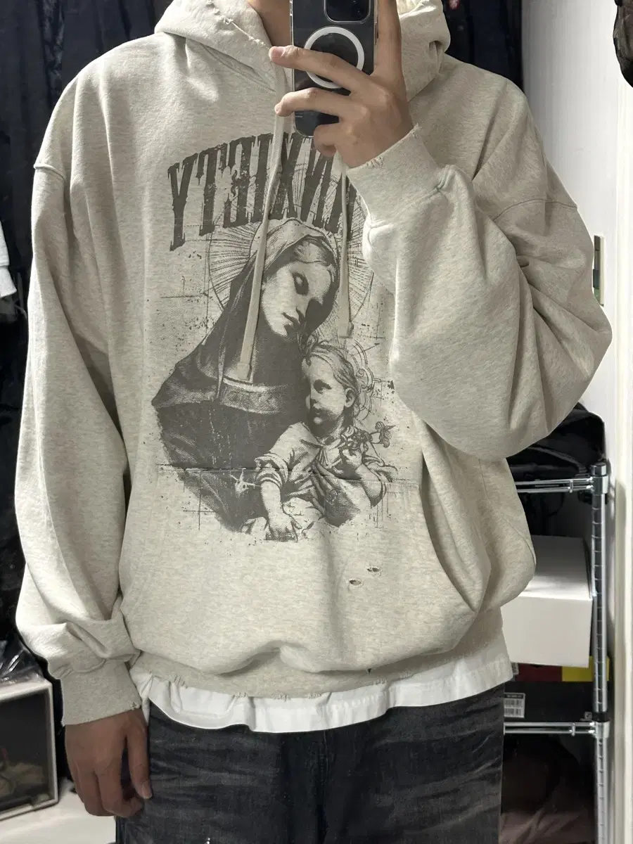 [XL] 엑스트라오디너리 NO ANXIETY WASHED HOODIE