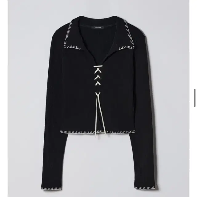 다이애그널 LACE UP STITCHING TOP (black)