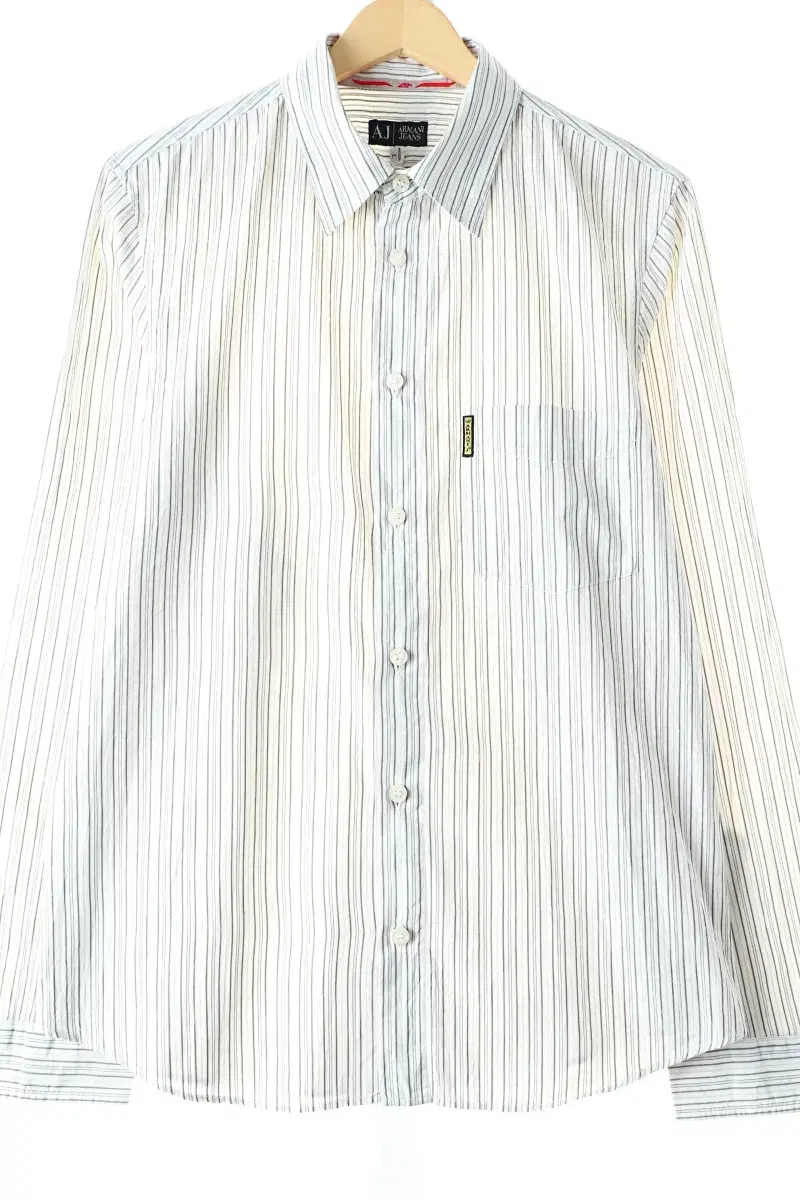 (L) Armani shirt, long-sleeved striped cotton Old School-BBA0