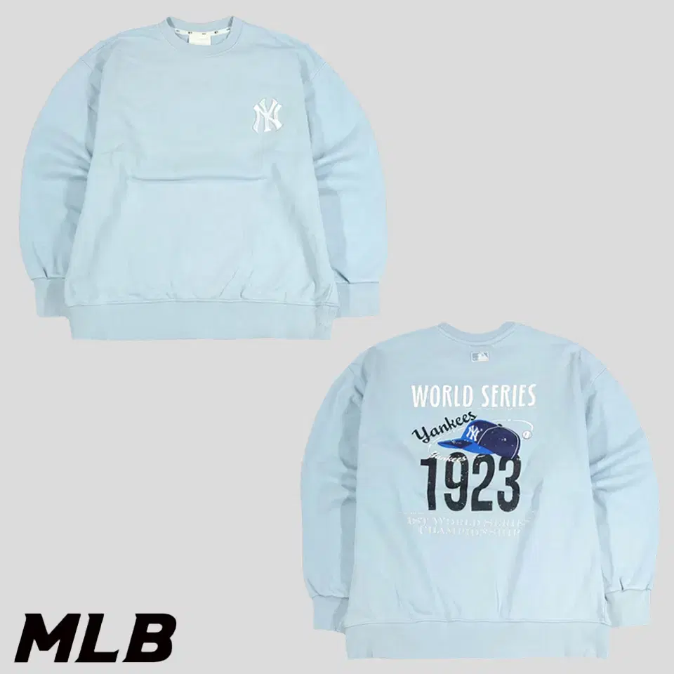 MLB M.L.B. Sky Blue New York Yankees World Series Overfit Big Print Cotton Poly