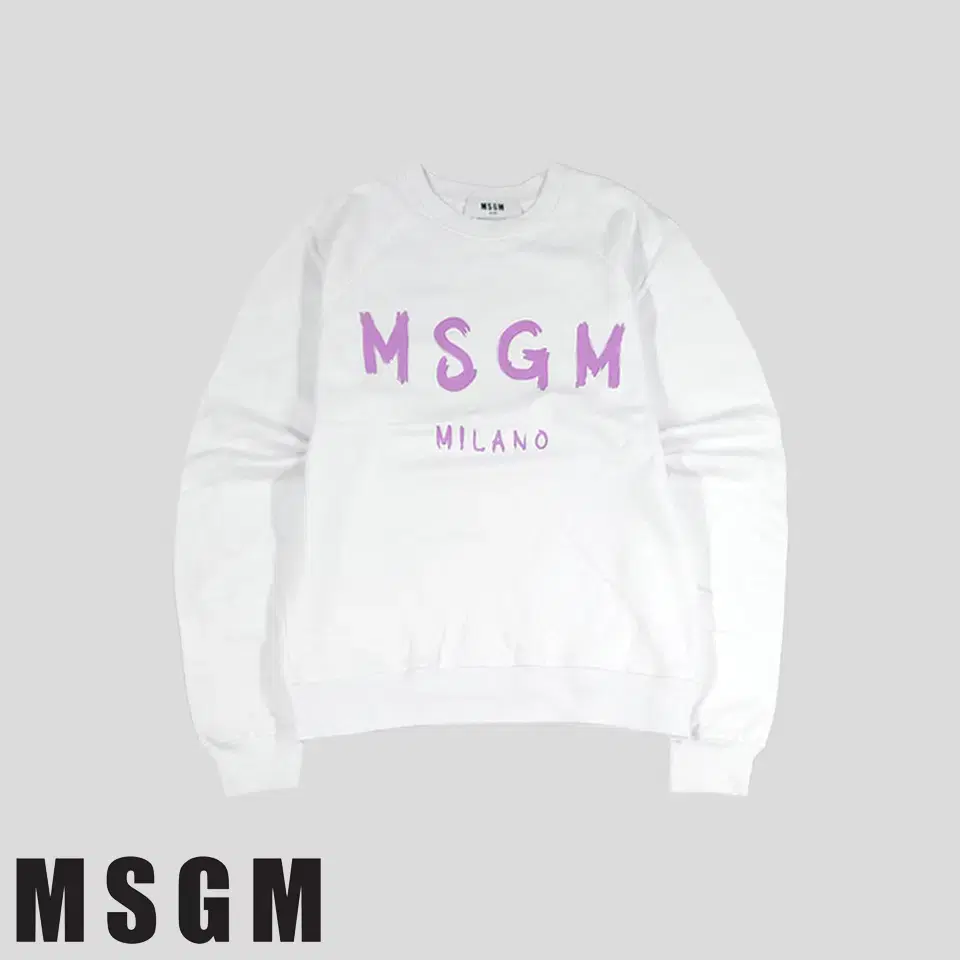 MSGM 엠에스지엠 화이트 브러쉬드 로고 코튼100 맨투맨 티셔츠 MAD