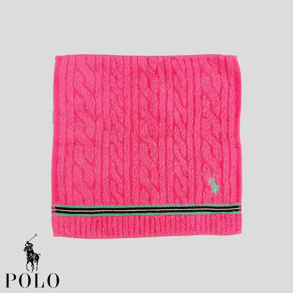 Polo Ralph Lauren Deep Pink Pistachio Green Pony Line Towel Handkerchief Hand Towel