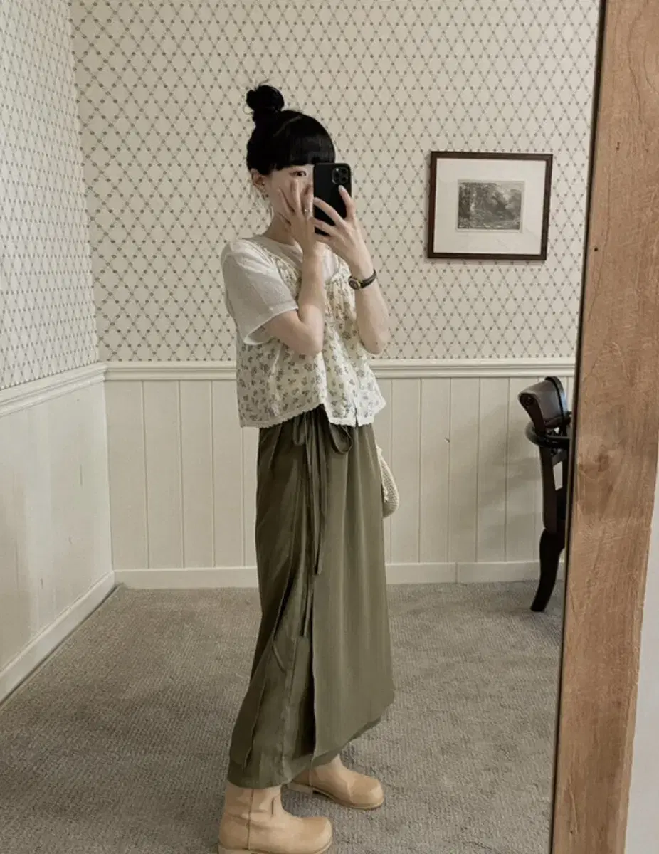 Beanble Toshimi wrap skirt khaki