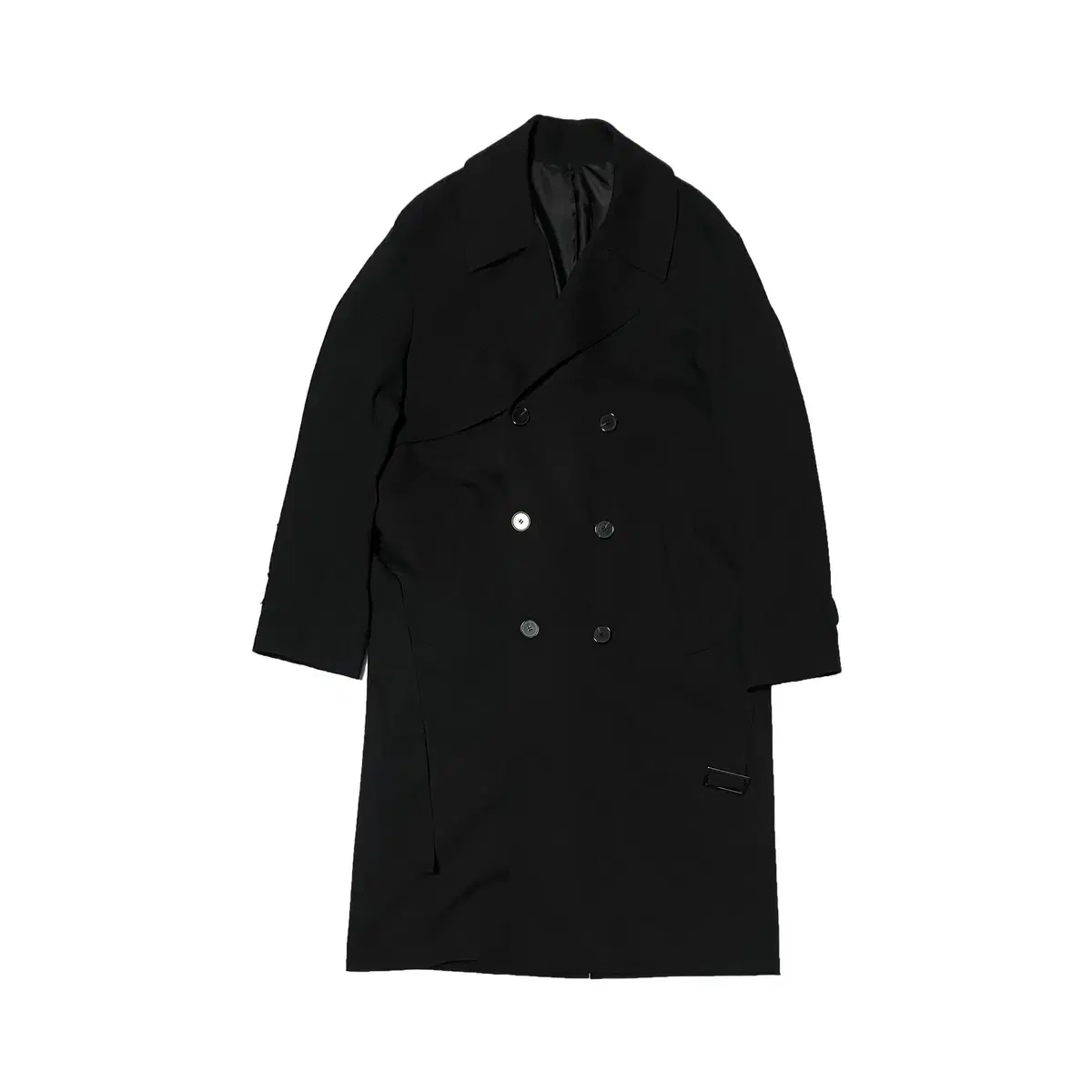 Drawstring black trench coat