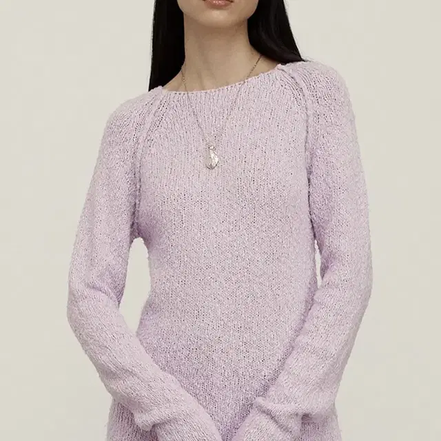 gbh twisted yarn boat neck knit 라일락 핑크