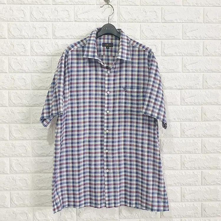 105)DAKS DAKS Men's Check Linen Shirt