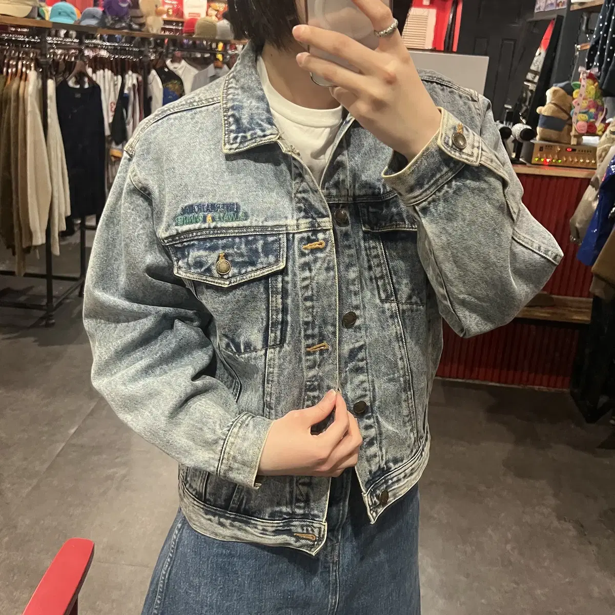 (END) FAIR CATCH Embroidered Light Blue Wash Denim Jeans Jacket S