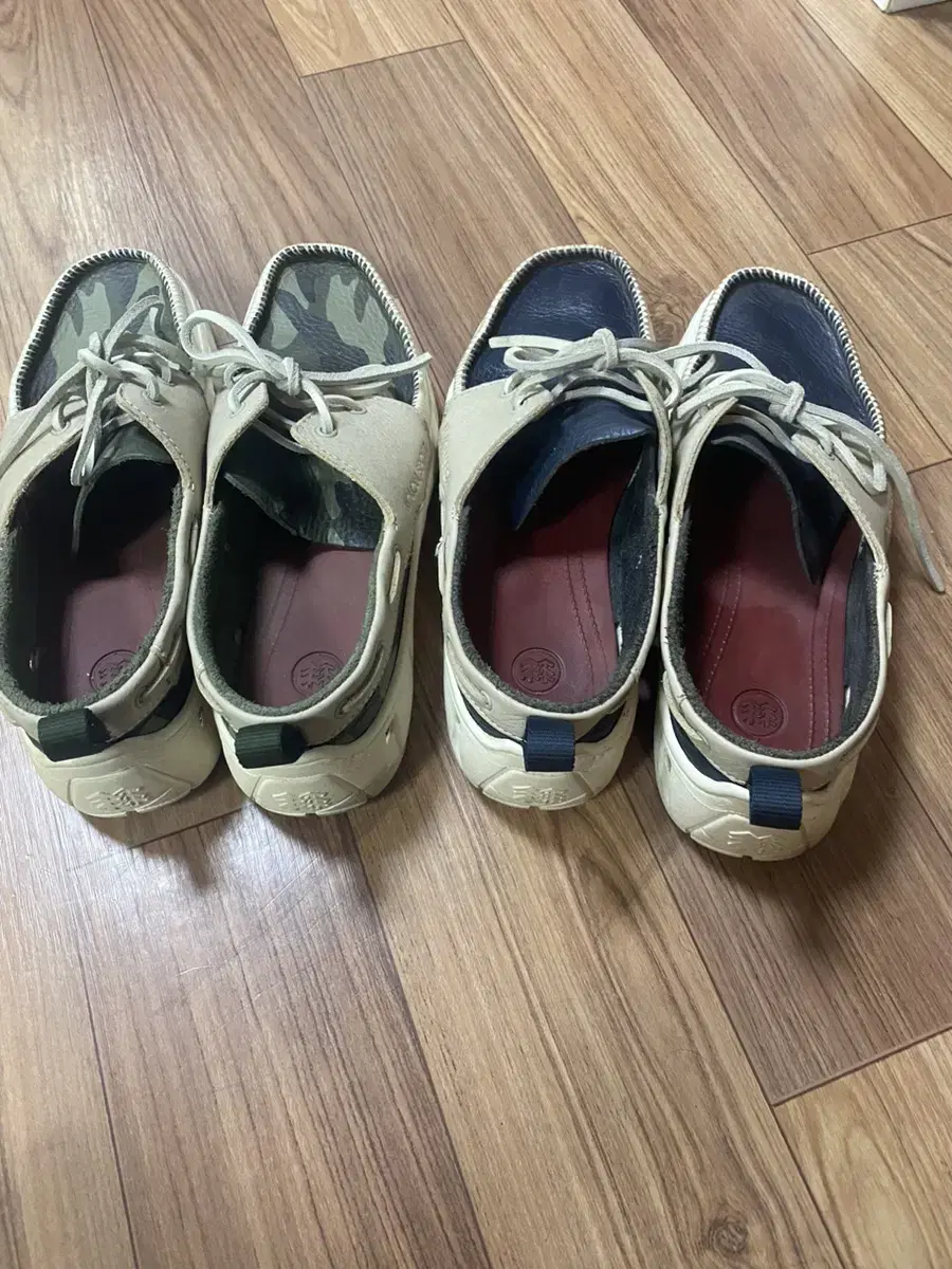 KOLON Navy Camo Cowhide Boat Shoes