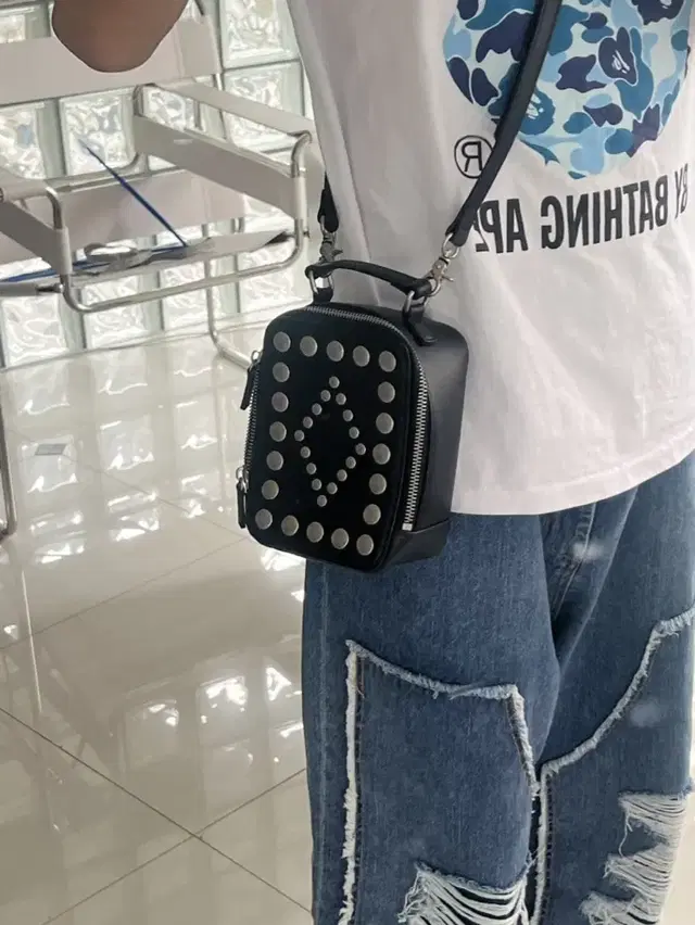 studded square mini bag