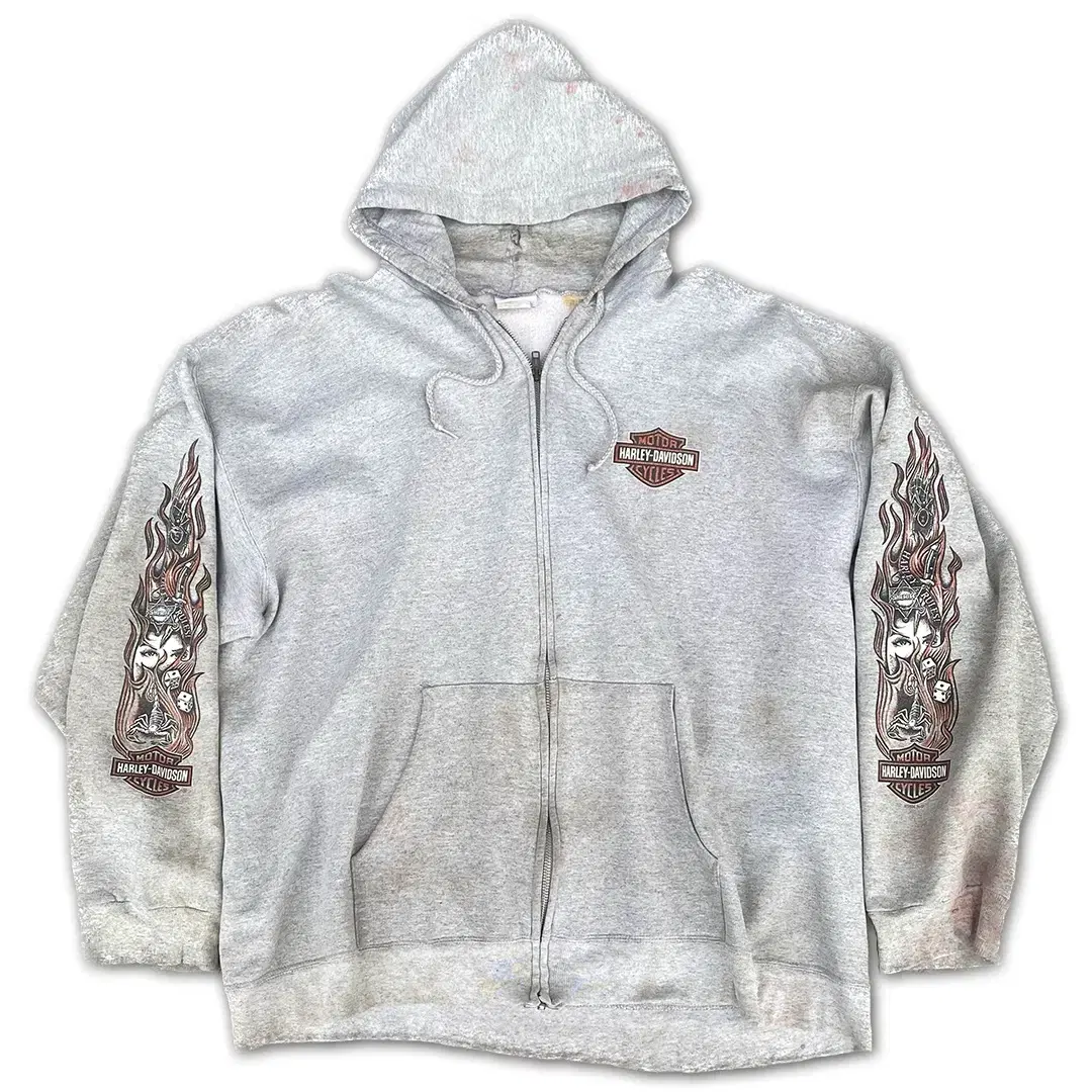 00s Harley Davidson flame hoodie zip