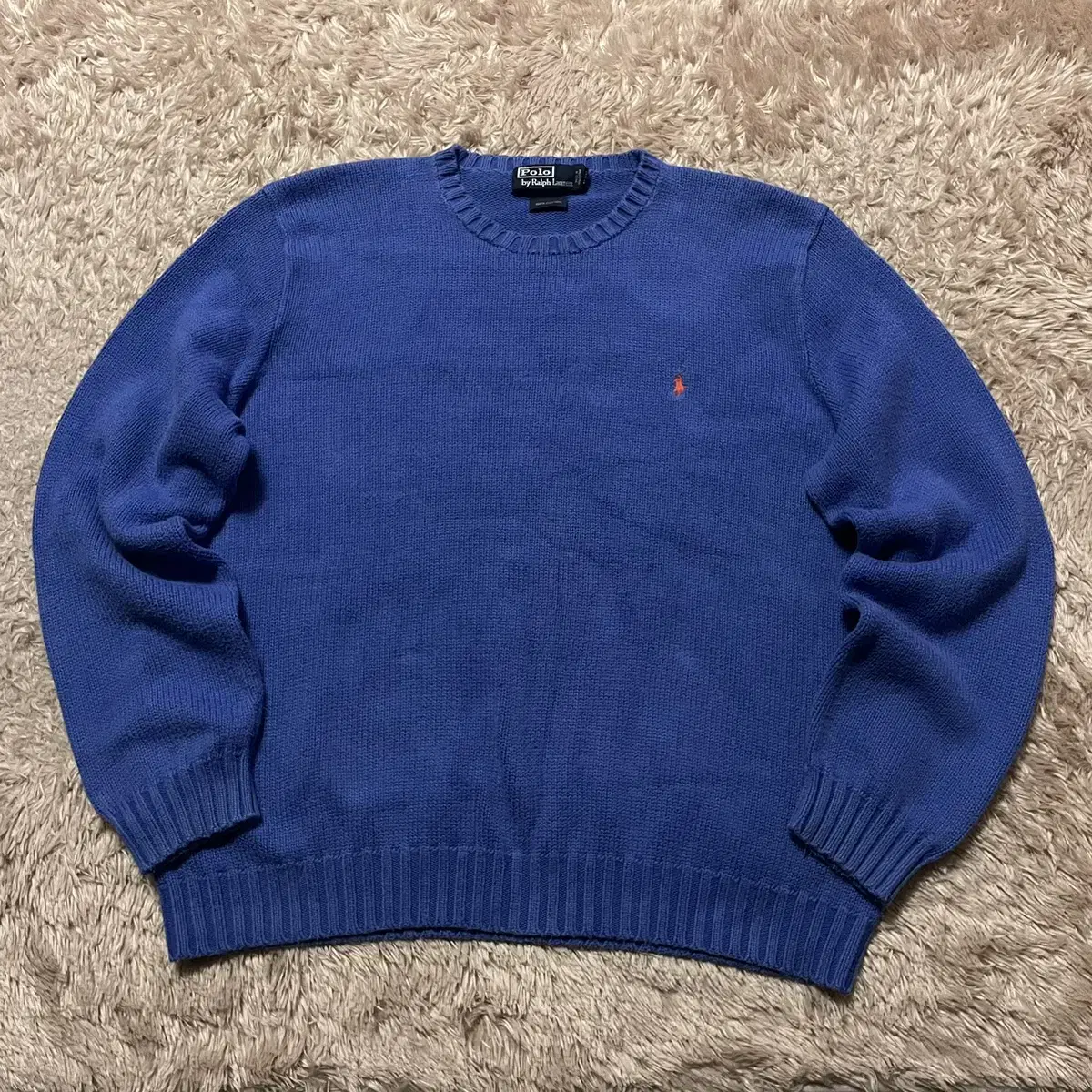 XL Polo Orange Pony Roundneck Knit