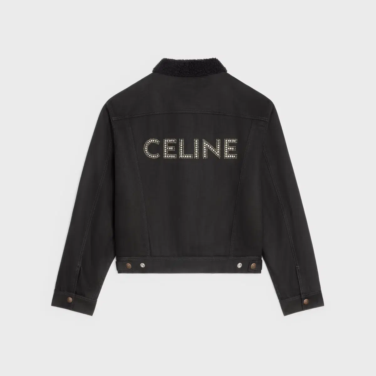 [S] Seline Sequin Logo Denim Trucker Jacket Black