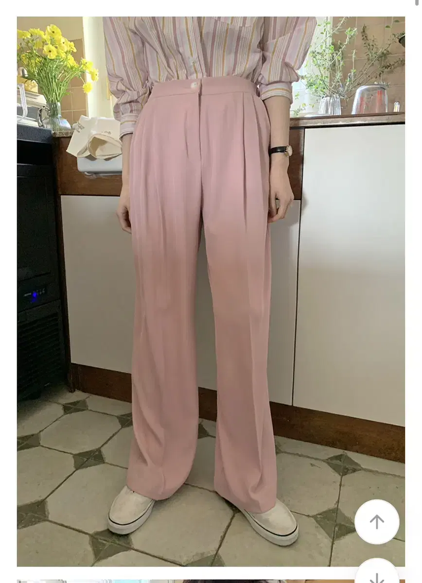 New Product) From Beginning Self-produced Wide Slacks S Indi Pink