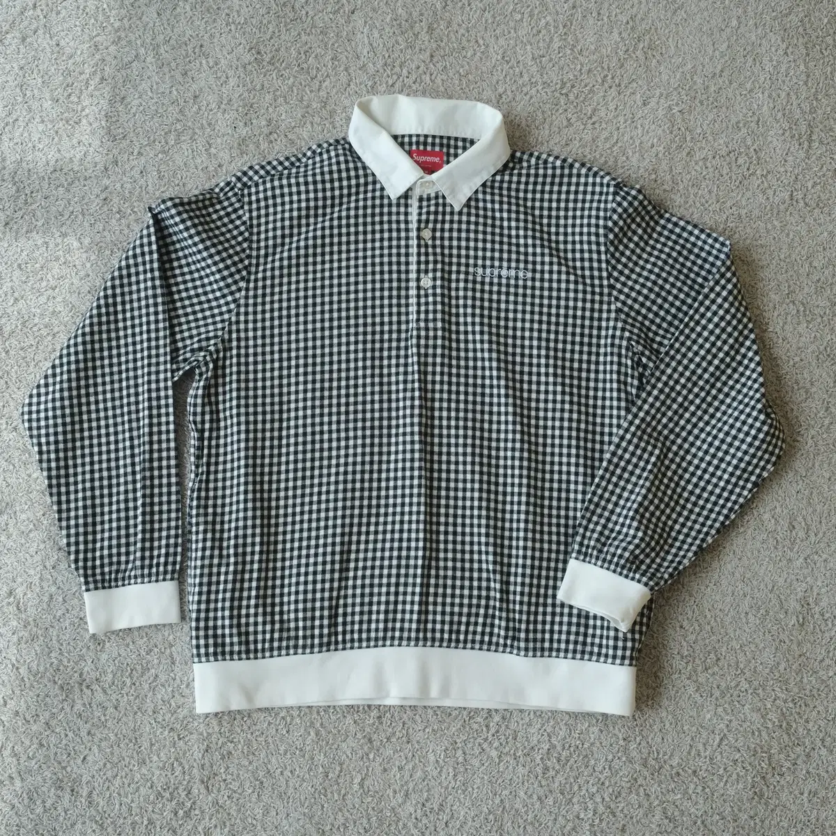 슈프림 17ss GINGHAM L/S POLO M