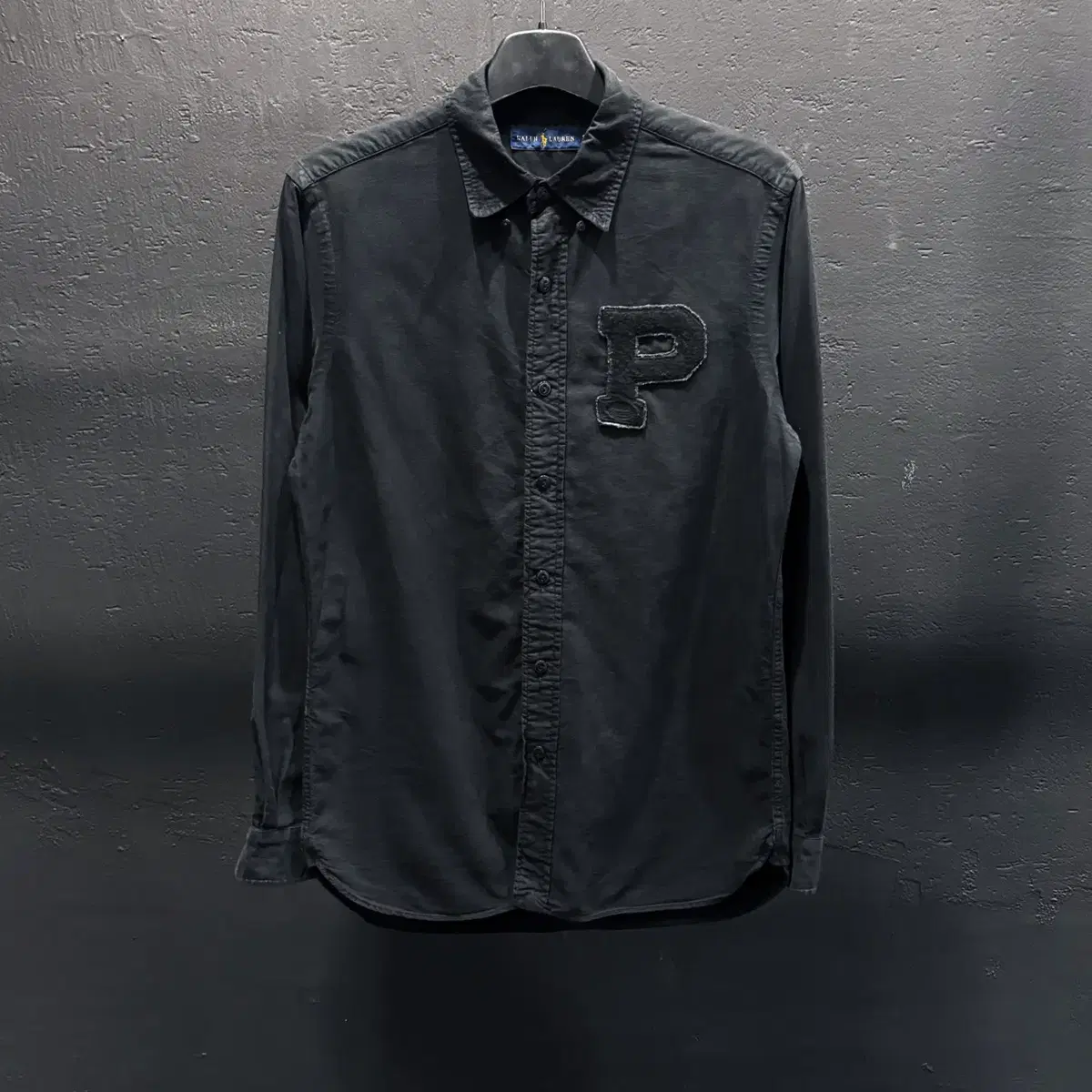 Polo Ralph Lauren Black Bulldog Big Patch Logo Detail Cotton Shirt