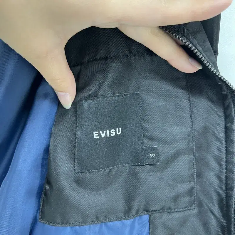 90 에비수 evisu 블랙 블루종 자켓 빈티지 여자 봄버자켓