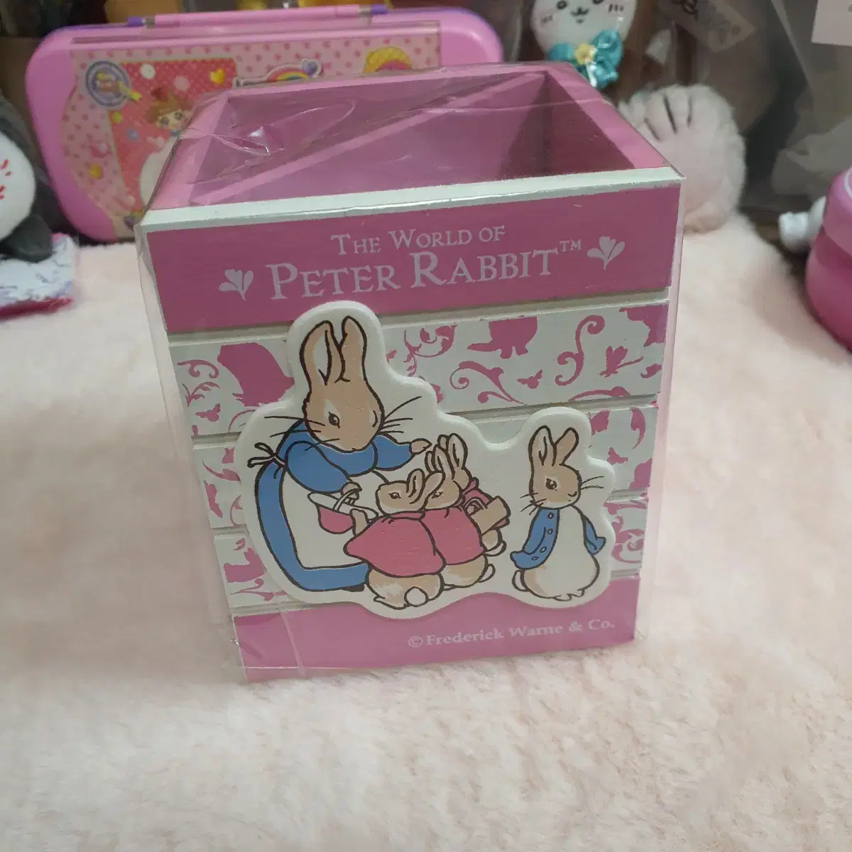 Unsealed) Classic Peter Rabbit Wooden Pencil Holder Vintage Rabbit Stationery Vintage Rare Props