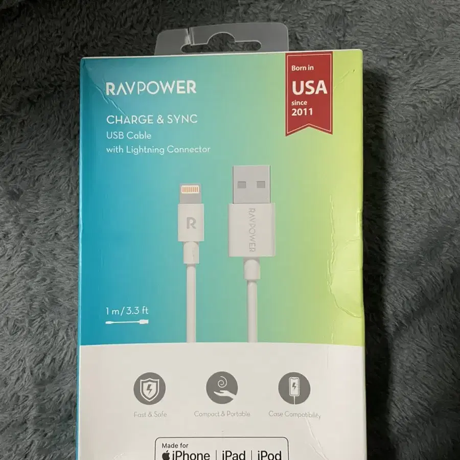 RAVPOWER 애플 usb 케이블 3.3ft(애플 인증된 제품)