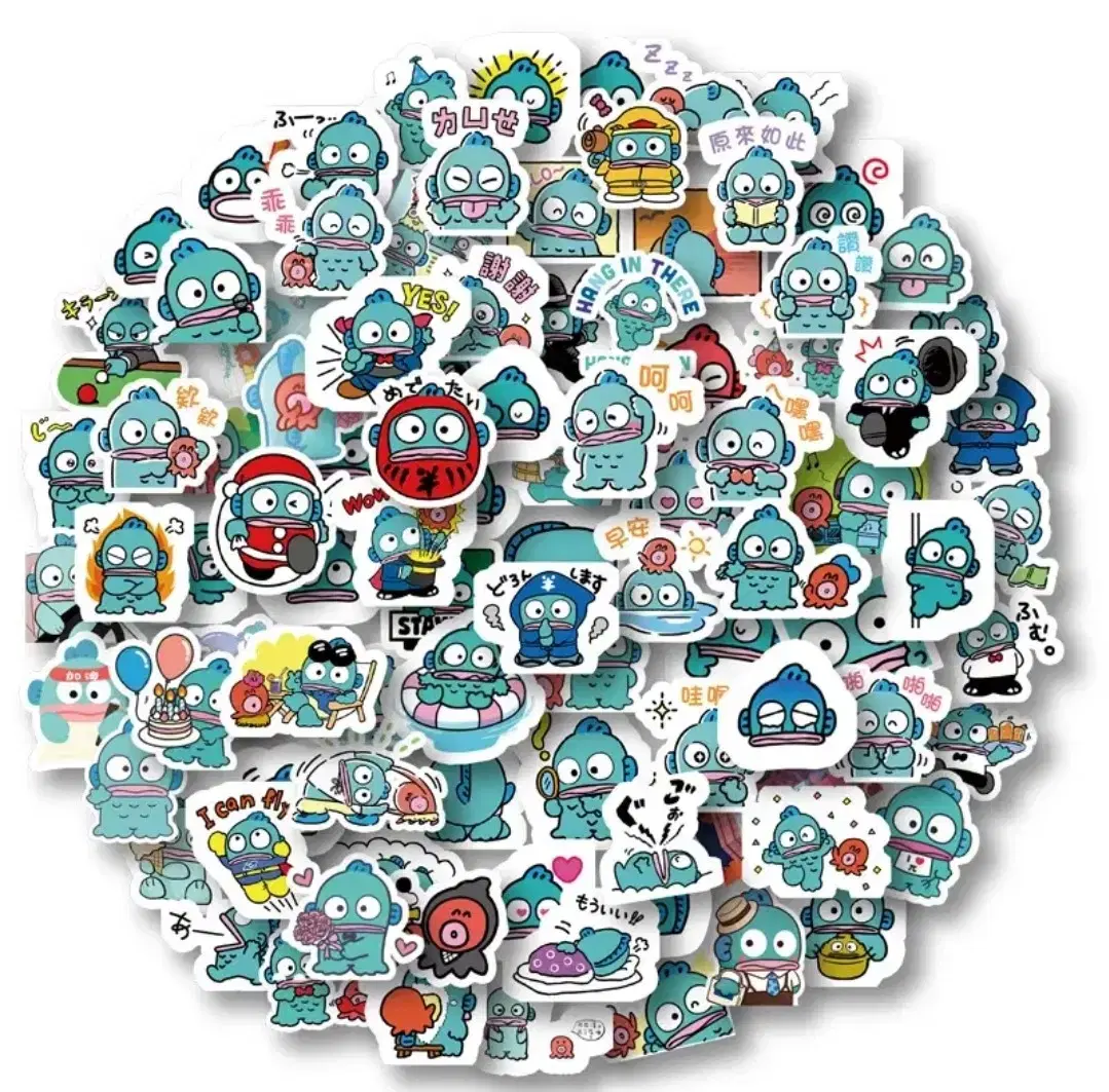 20 random pieces of Han Gyo-dong Sanrio Daku-in-cut-out-sticker-piece