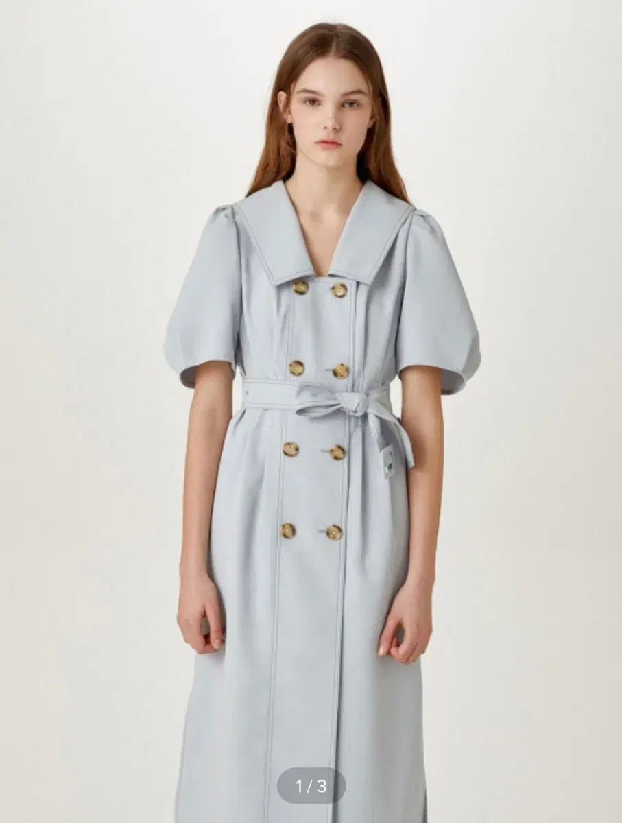 jsny Double Button Belted Dress [BLUE]