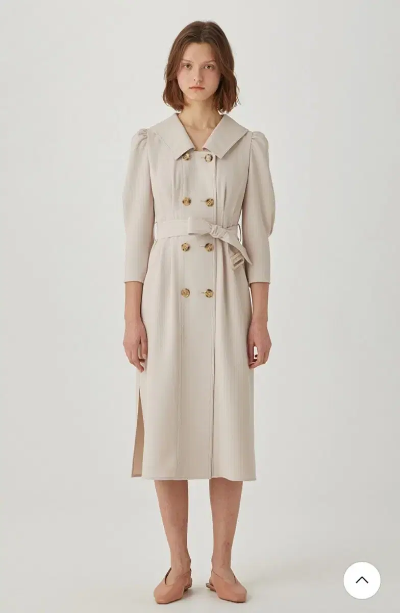 jsny Double Button Belted Dress [IVORY]