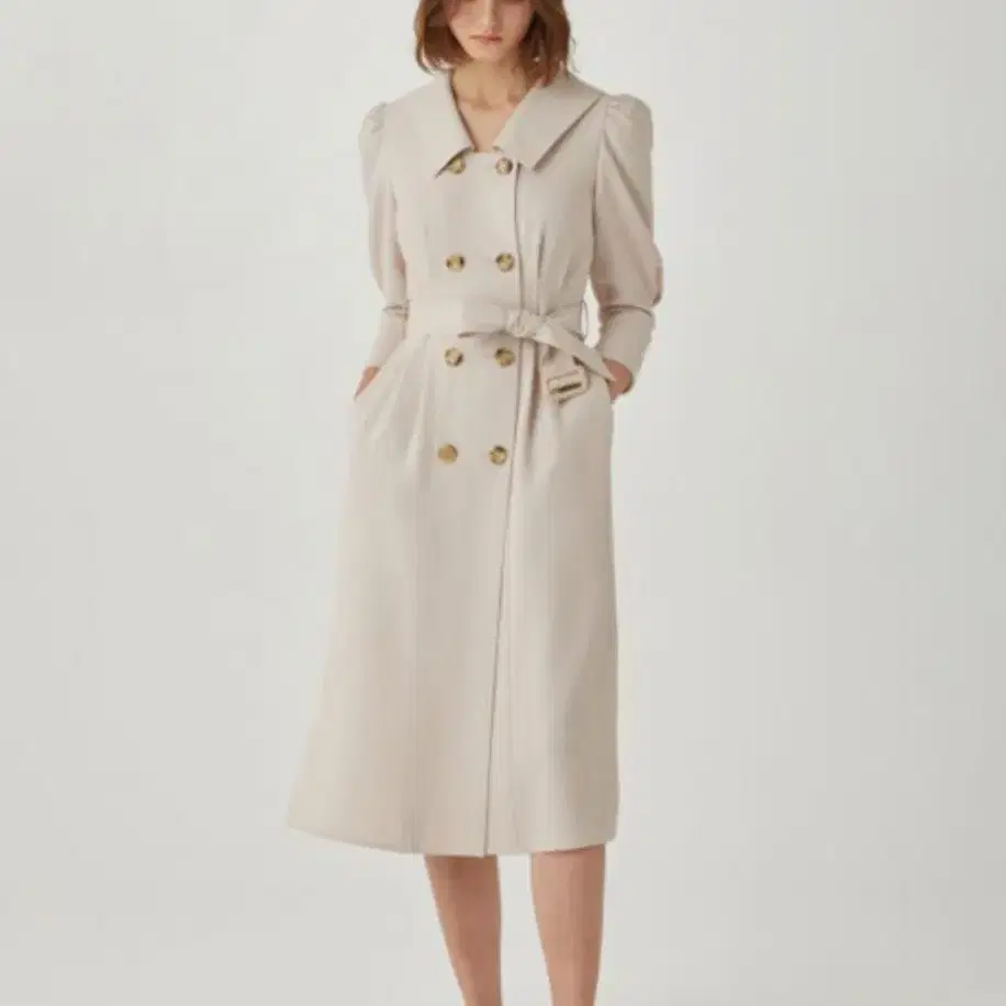 jsny Double Button Belted Dress [IVORY]