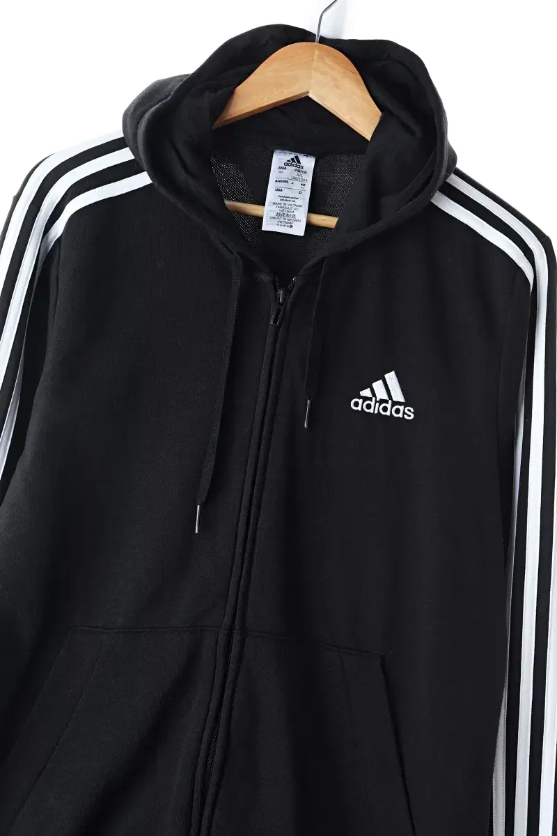 (XL) Adidas Hoodie Zip Up Black Black White Limited Edition - BAF2