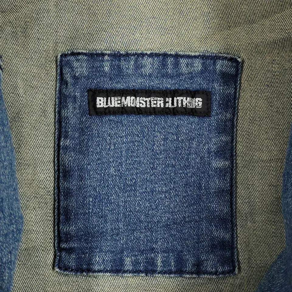 BLUE MONSTER CLOTHING 중청 워싱 암패치 라이더 바이커