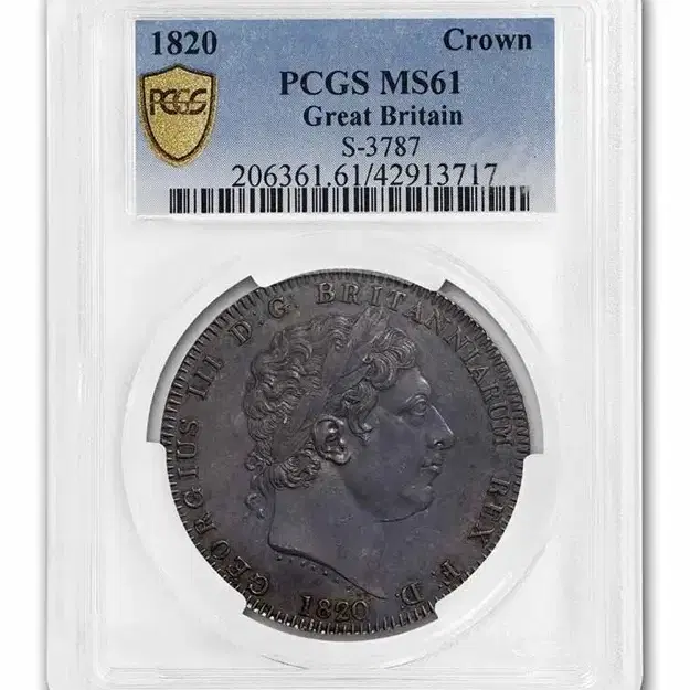 PCGS 1820년 조지 3세 크라운 은화  MS61