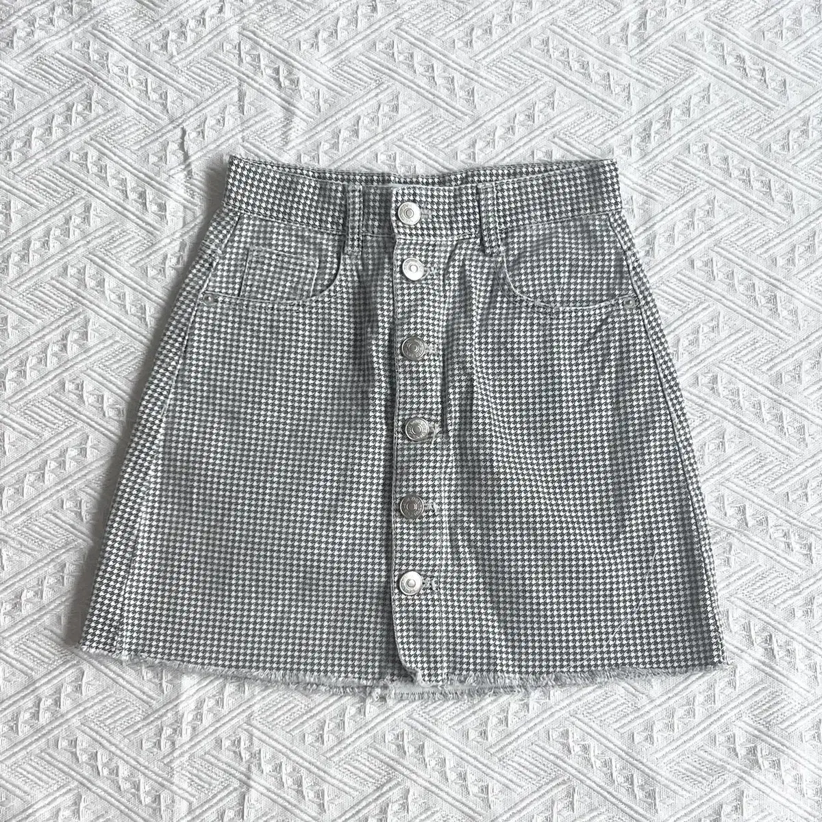 Zara Hound Check Denim Skirt Vintage STC Bebe Som Fish Tank