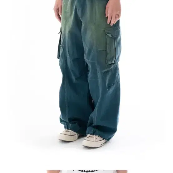 Knee Pin-tuck Wide Cargo Pants (Washed B