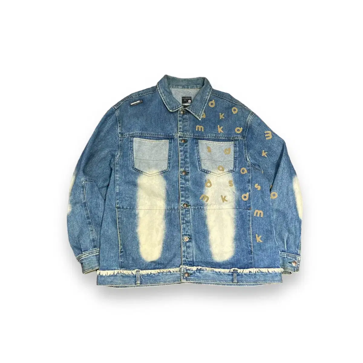 Academic Alphabet Patch-Washed Denim Jacket