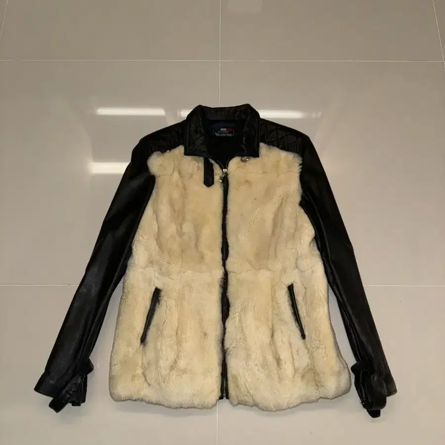 White fur leather jacket