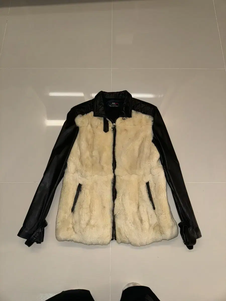 White fur leather jacket