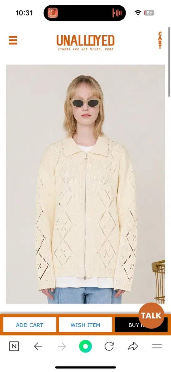 어널로이드 ARGYLE ZIP KNIT JACKET IVORY L