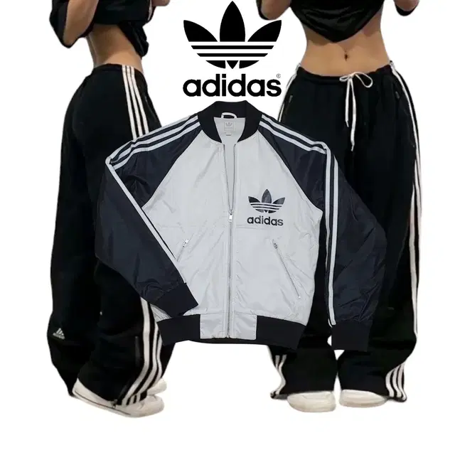 ADIDAS Black-white track zip-up