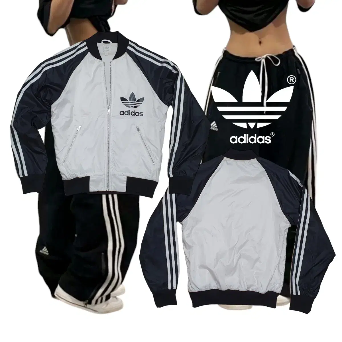 ADIDAS Black-white track zip-up