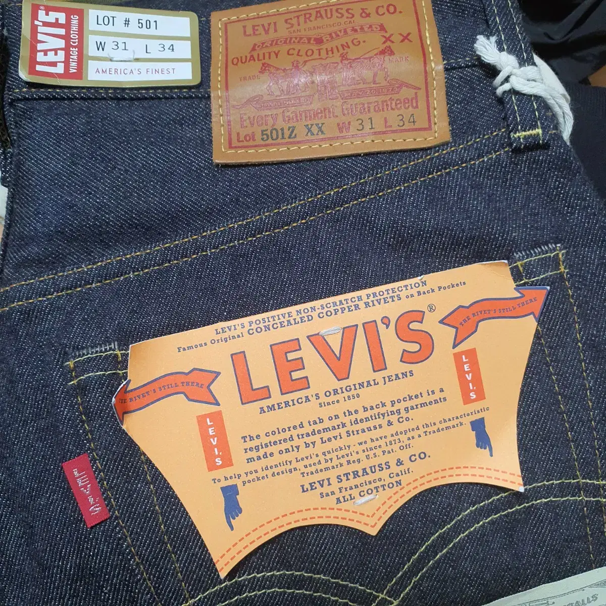 levis 1954 501z 31x34 리지드 새상품 팝니다.