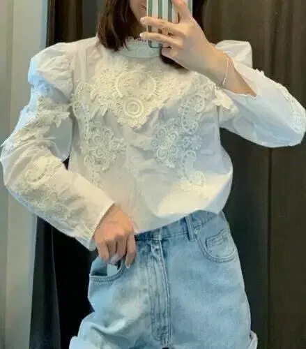 zara 자라 포플린 벌룬 자수 블라우스 59000-29000 새상품