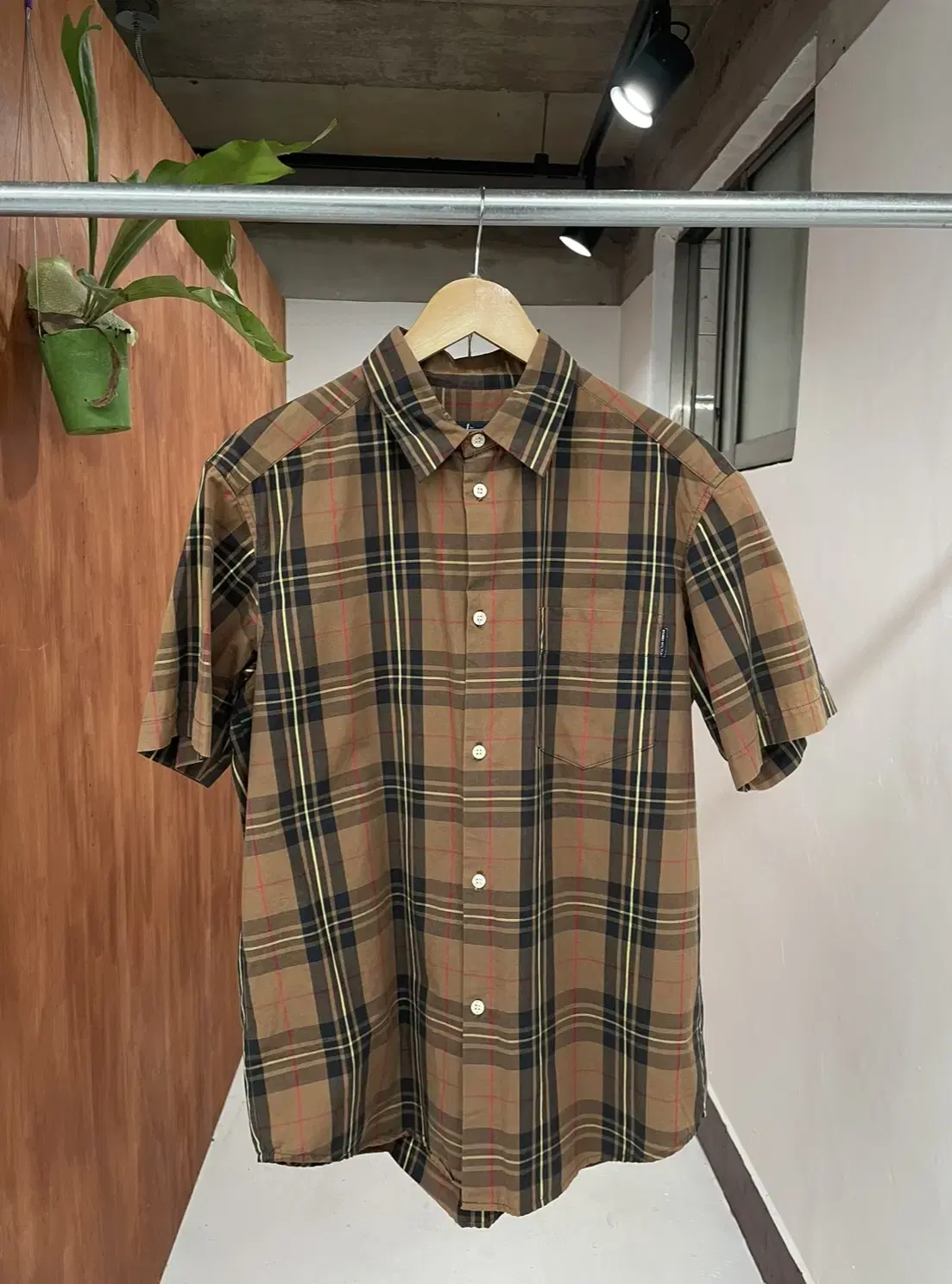 90s Vintage Stussy Burberry nova Checked Short Sleeve Shirt