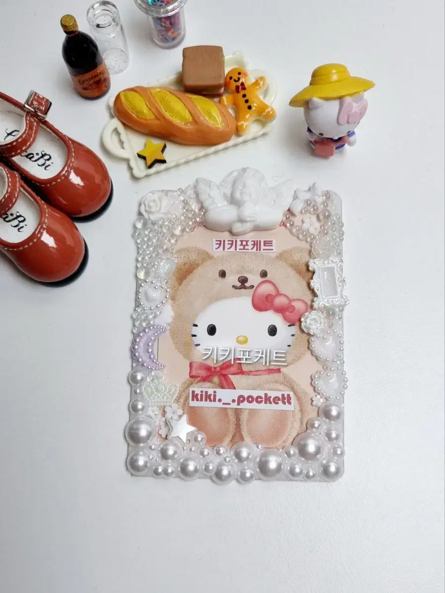 Kikipoketle White Beads 10 Photo Card Handmade toploader Decoden Topku Fandom Card